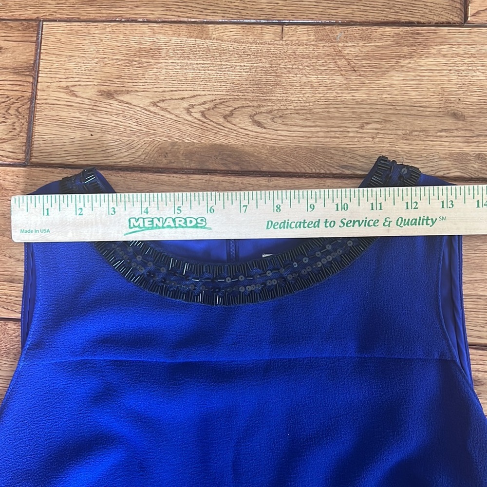 Ann Taylor Blue & black sleeveless sheath dress 10 - Picture 4 of 9
